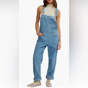 Free People Ziggy Stripe Denim Overalls (Beachcomber)